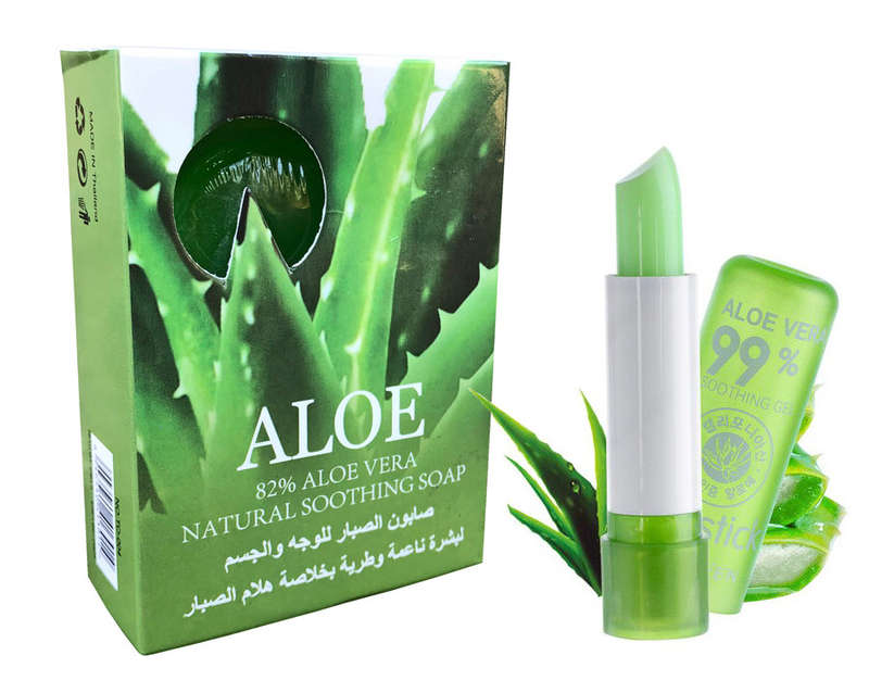 Aloe Vera Natural Soothing Soap and Lipstick Combo