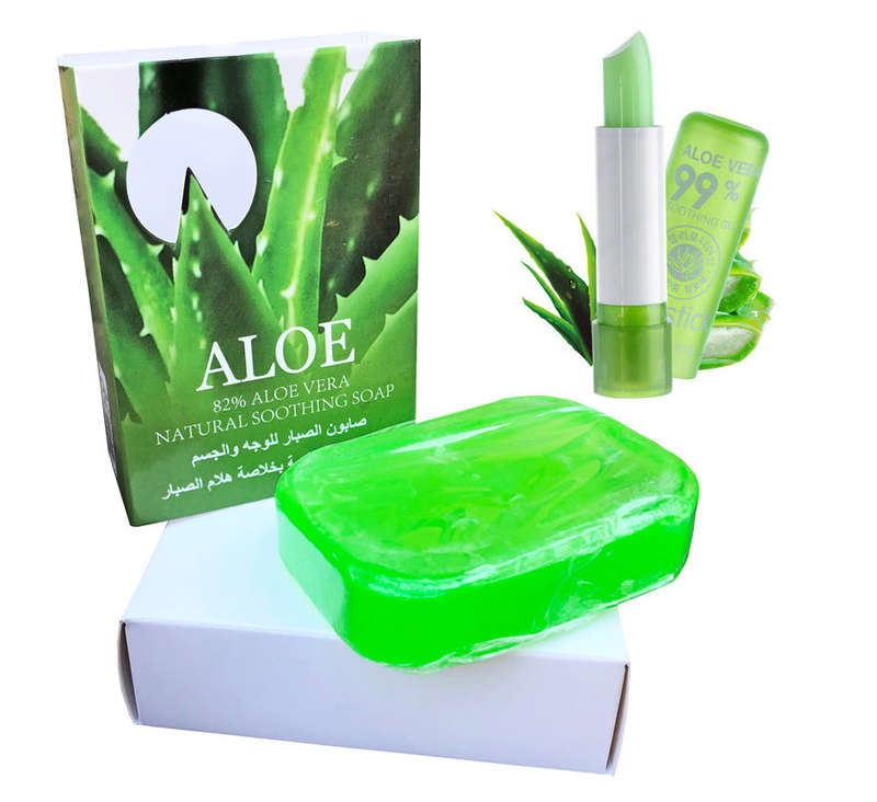 Aloe Vera Natural Soothing Soap and Lipstick Combo
