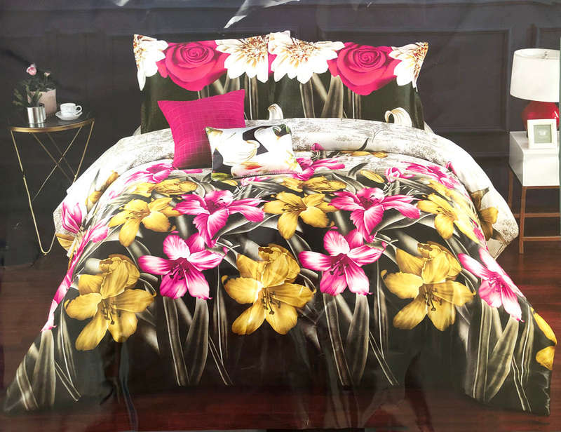 6pc King Size Floral Design Home Bedding Comforter Set