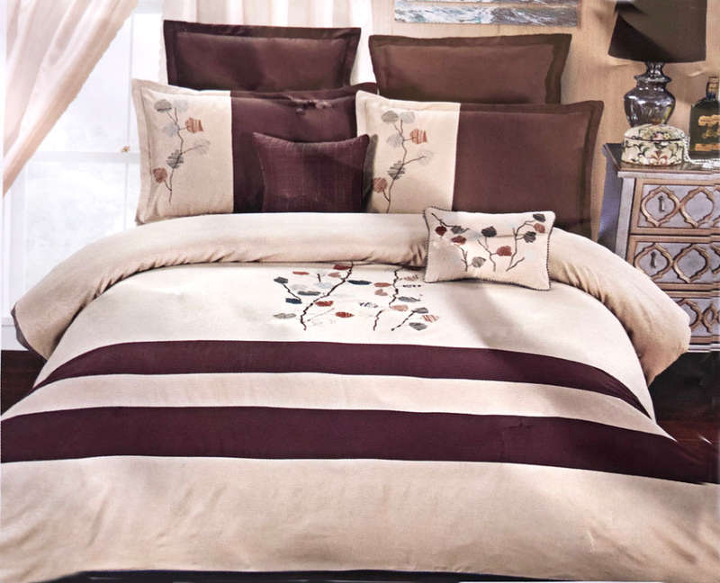 11 Piece Kind Size Brown and Beige Home bedding Comforter Set