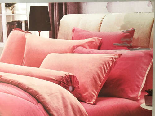 6 Piece Queen Size Pink Bed-Spread Set - Includes Comforter Cover, Bed Sheet and Pillows Covers