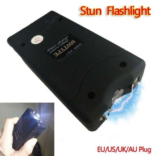 800 Type Electric Shock Flashlight Mini Stun Gun Rechargeable for Self-Defense