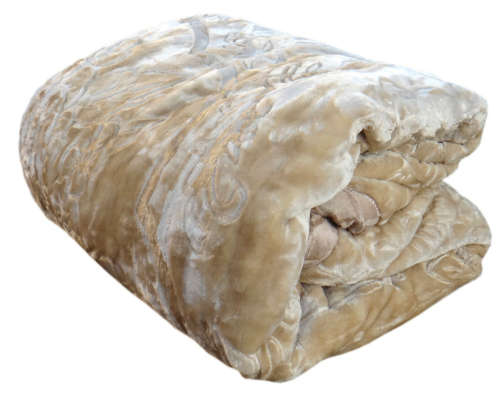 New Arrivals Super Soft 3 PLY Heavy Quality Mink & Embossed Blanket Camel Color