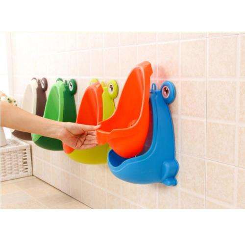 Cute Frog Unrinal/Potty Training with Removable Bowl and Funny Aiming Target(Blue and Yellow)