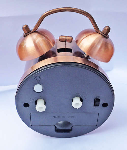 Bronze 4" Twin Bell Alarm Clock with Light Function
