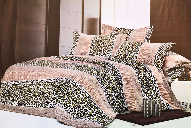 6 Piece Leopard Skin Design Queen Size Cotton Feel Duvet Cover Set