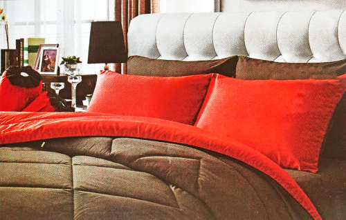 6 Piece Queen Size Reversible Dual Shade Punch Pink and Dark Brown Duvet Cover Set
