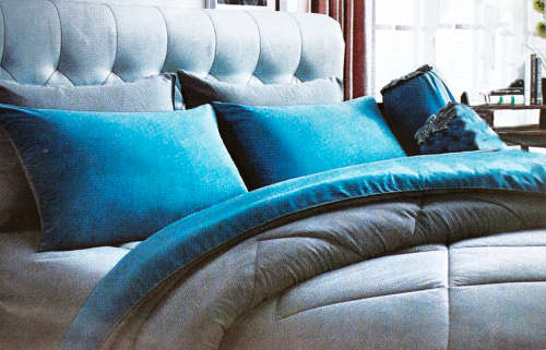 6 Piece Queen Size Reversible Dual Shade Blue and Grey Duvet Cover Set