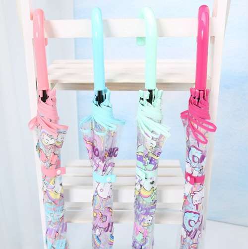 Transparent Unicorn Design Kids Umbrella - Assorted Color