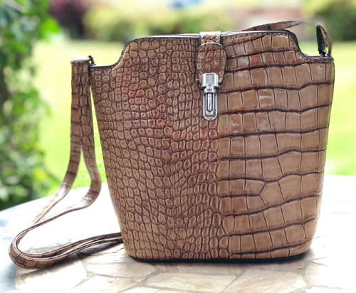 Croc Design Faux Leather Vinyl Material Fashion Cross Body Bag