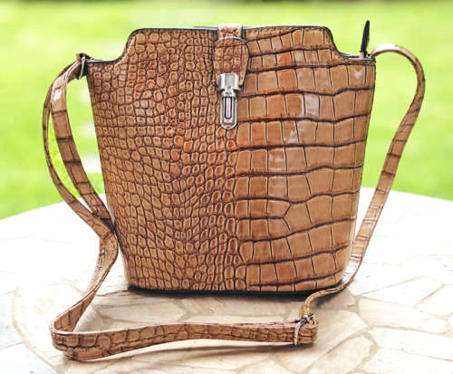 Croc Design Faux Leather Vinyl Material Fashion Cross Body Bag