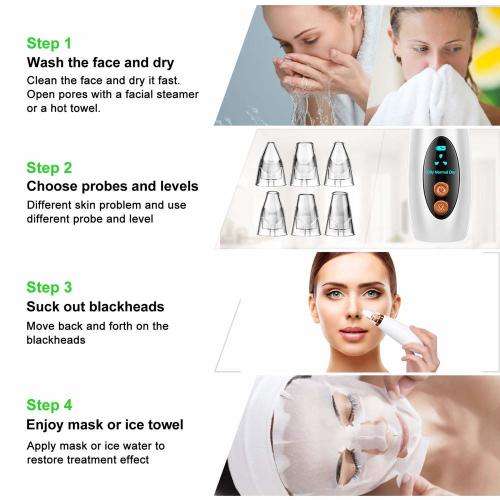USB Rechargeable Vacuum Blackhead Remover and Pores Cleansing Device