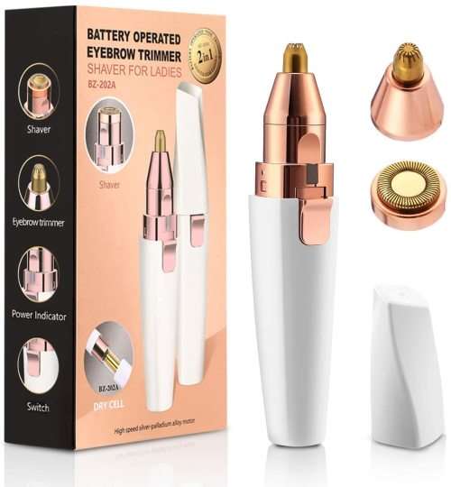 2-in-1 Painless Eyebrow Trimmer and Facial Hair Remover- Rechargeable