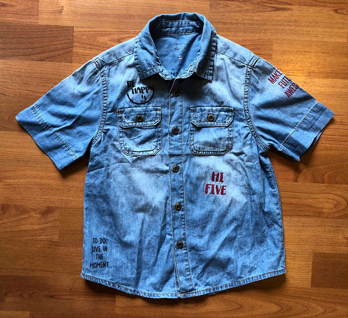 100% Cotton Denim Boys Half-Sleeve Casual Shirt - For 5-6 Years Boys(USED)