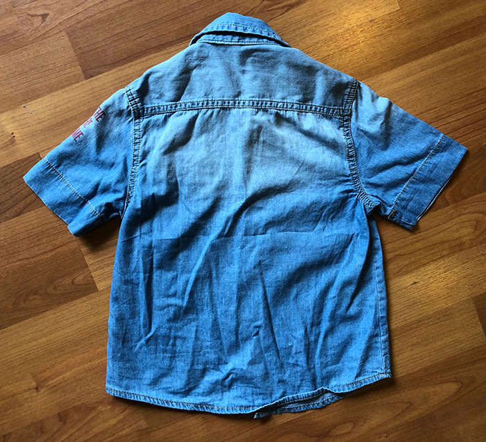 100% Cotton Denim Boys Half-Sleeve Casual Shirt - For 5-6 Years Boys(USED)