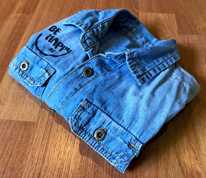 100% Cotton Denim Boys Half-Sleeve Casual Shirt - For 5-6 Years Boys(USED)