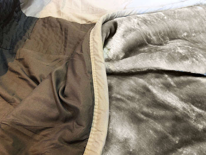 Queen Size MOOI MOOI Luxurious Grey 5 Piece Quilt & Comforter Set(Mink Blanket at the back)