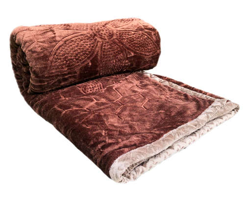 Super Soft 3 PLY HEAVY Quality Mink & Embossed Blanket - Chocolate Brown