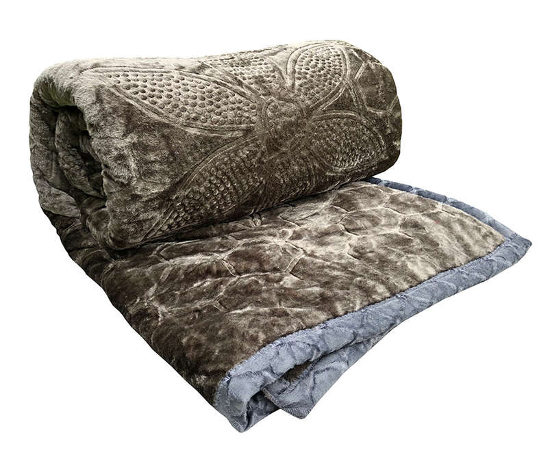 Super Soft 3 PLY HEAVY Quality Mink & Embossed Blanket - Dark Brown