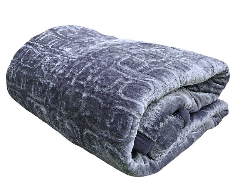 Super Soft 3 PLY HEAVY Quality Mink & Embossed Blanket - Dark Grey