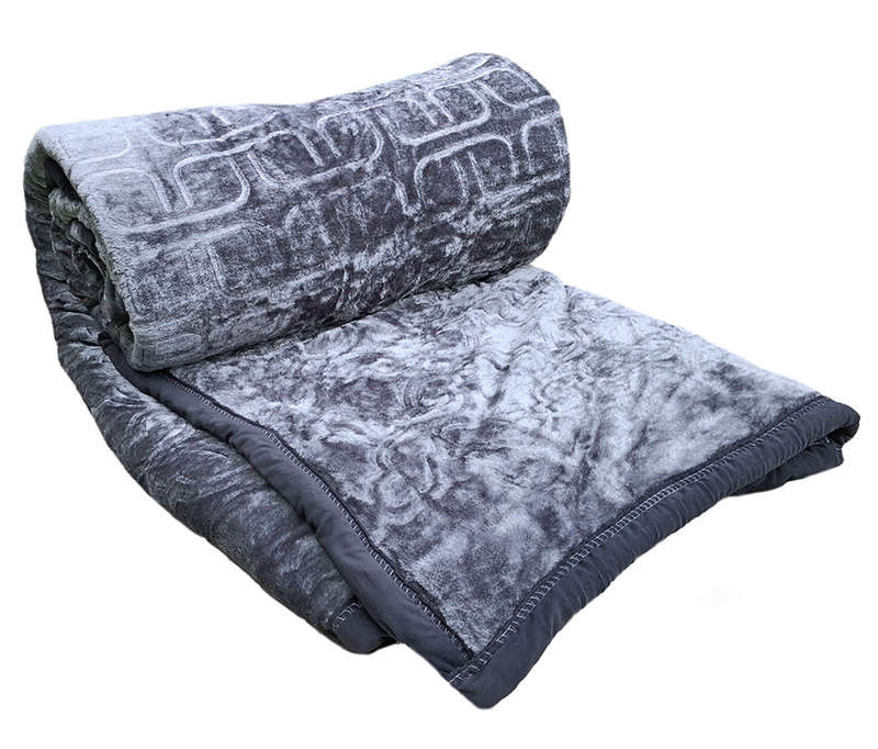 Super Soft 3 PLY HEAVY Quality Mink & Embossed Blanket - Dark Grey
