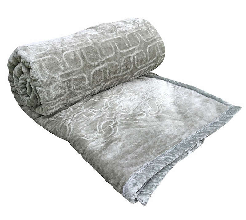 Super Soft 3 PLY HEAVY Quality Mink & Embossed Blanket - Grey