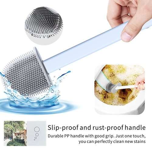 Silicon Bristles Multi-Use Bathroom Toilet Brush with Holder
