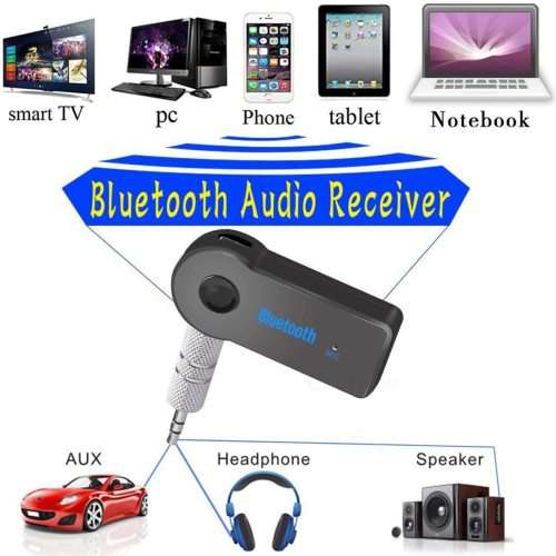 Portable 3.5mm Car Bluetooth Receiver Music Streaming, Hands Free with Microphone