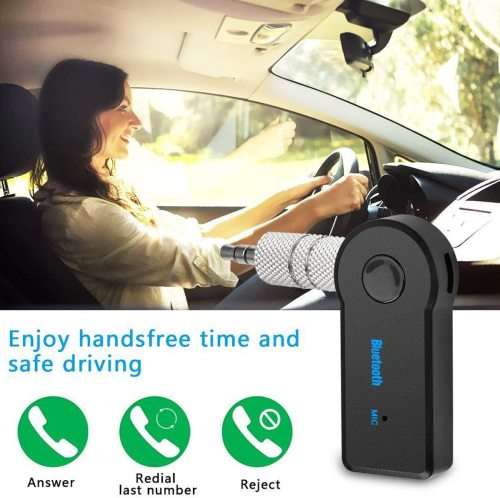 Portable 3.5mm Car Bluetooth Receiver Music Streaming, Hands Free with Microphone