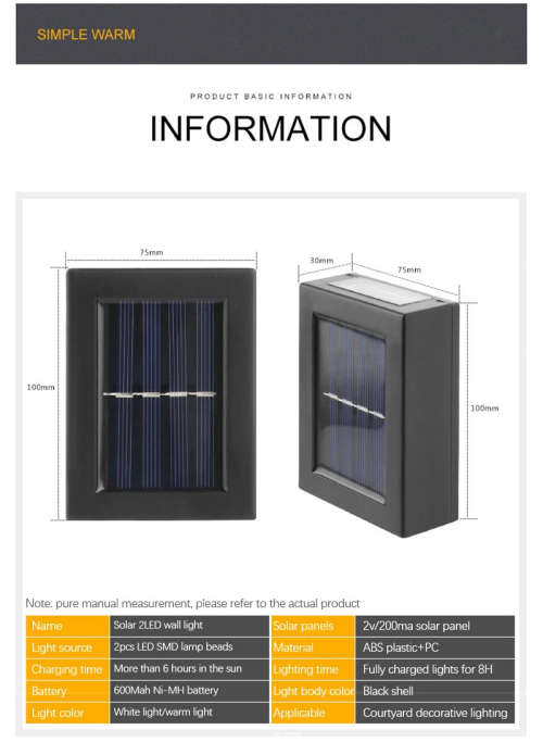 Solar Rechargeable Dual Side Wall Decoration LED Light