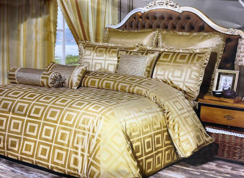 9 Piece King Size Gold Home bedding Comforter Set