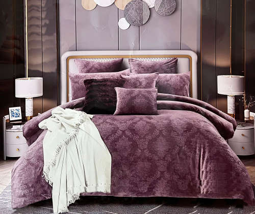 8 Piece Velvet Touch King Size Light Purple Home bedding Comforter Set