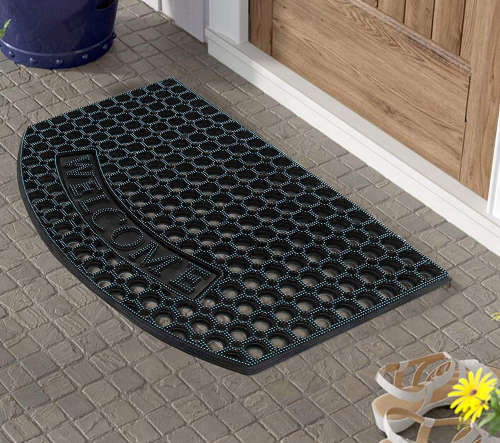 Anti-Slip Durable Heavy Duty Rubber Welcome Doormat: Black (80x50cm)