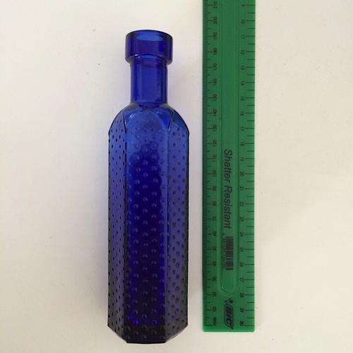 Decorative blue glass bottle