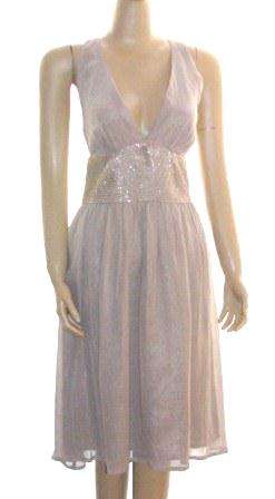 JENNI BUTTON - Nude Sophisticated Chiffon Dress  - Size: 34