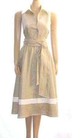 JENNI BUTTON - Pure Linen Dress - Size: 34