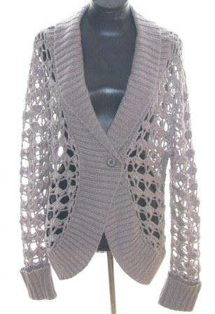 JENNI BUTTON - Open Knit Shimmer Cardigan - Size: 34/36