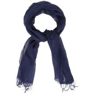 Navy Linen Fringe Scarf / Shawl / Wrap