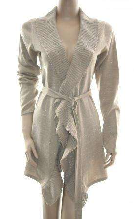 JENNI BUTTON - Gold Lurex Frill Cardi - Size: 34