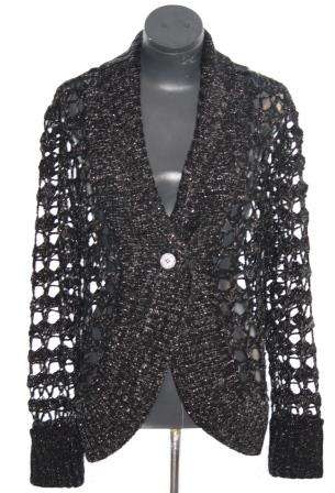 JENNI BUTTON - Open Knit Lurex Cardigan - Size: 34