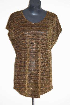 JENNI BUTTON - Bronze Lurex Top - Size: 34