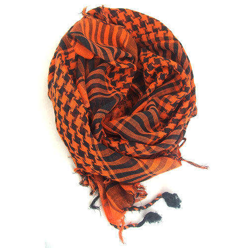 Chic Square Check Scarf with Fringe - Orange