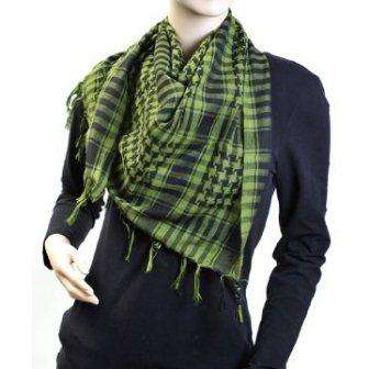 Chic Square Check Scarf with Fringe - Green