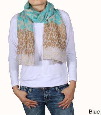Leopard Print Neon Blue Scarf