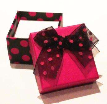 Cerise & Black Polka Dot Ring Boxes