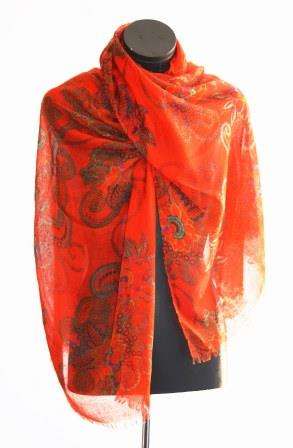 Orange Printed Scarf / Shawl / Wrap