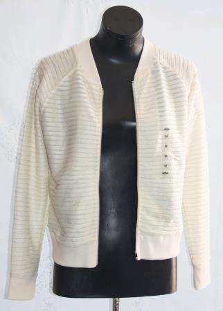 VERTIGO Cream Ruffle Zip Jacket - Size: Medium