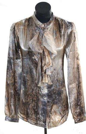 JENNI BUTTON Designer Printed Frill Blouse - Size: 34