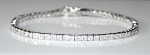 PrincessCut Square Tennis Bracelet Genuine Sterling Silver