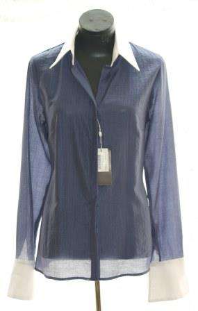 JENNI BUTTON - Long Sleeve Tencel Corporate Stripe Shirt - Size: 36